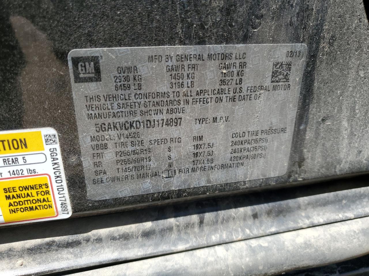 5GAKVCKD1DJ174897 2013 Buick Enclave