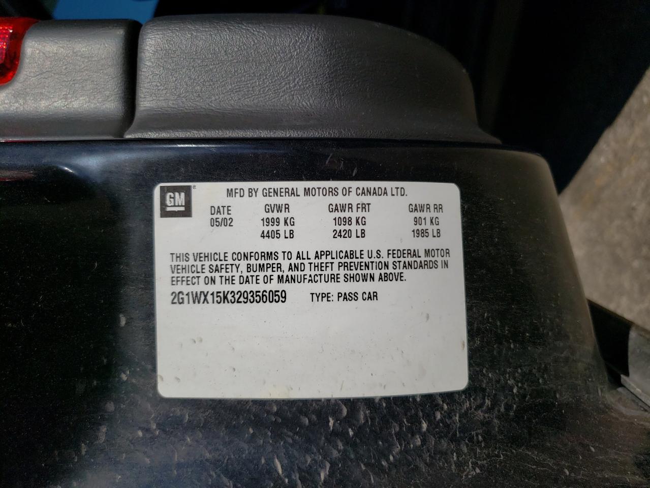 2G1WX15K329356059 2002 Chevrolet Monte Carlo Ss