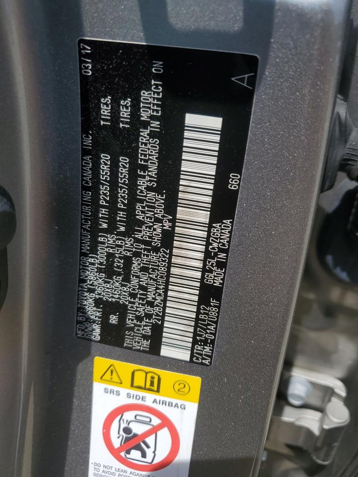 2T2BZMCA4HC089322 2017 Lexus Rx 350 Base