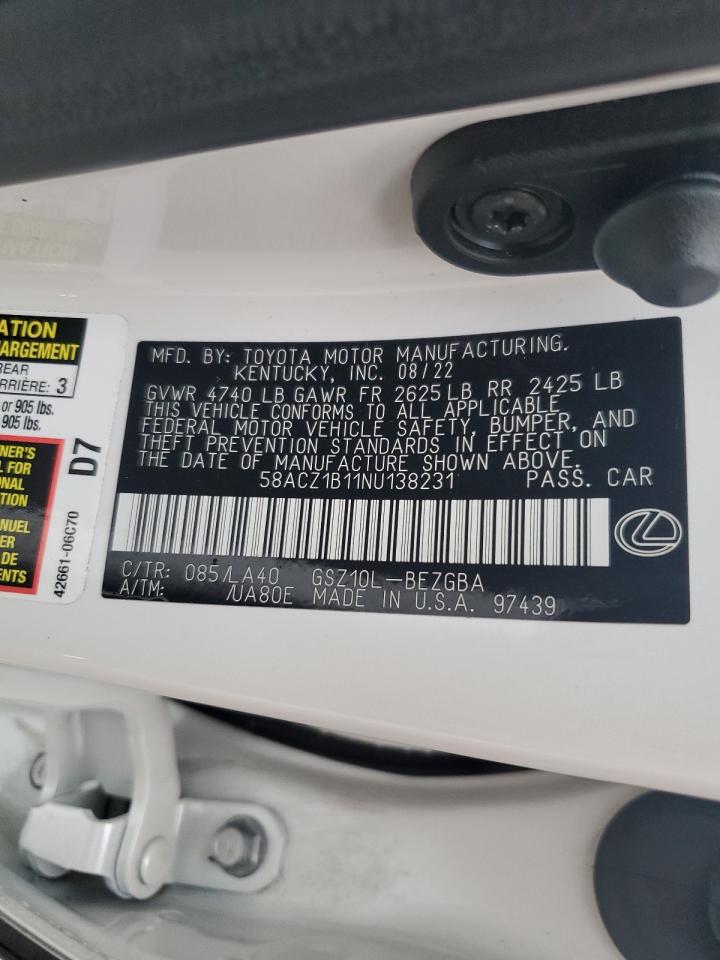 58ACZ1B11NU138231 2022 Lexus Es 350 Base