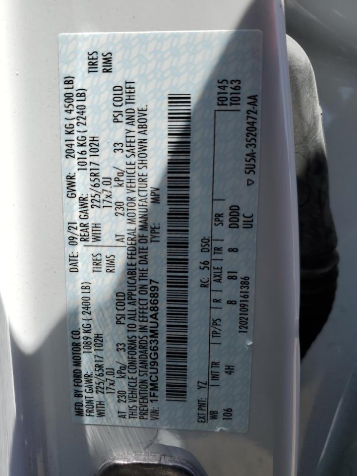 1FMCU9G63MUA86897 2021 Ford Escape Se