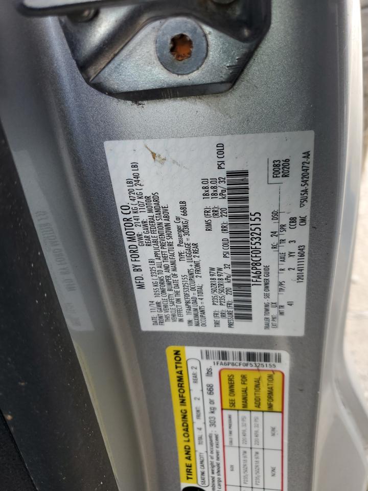 1FA6P8CF0F5325155 2015 Ford Mustang Gt