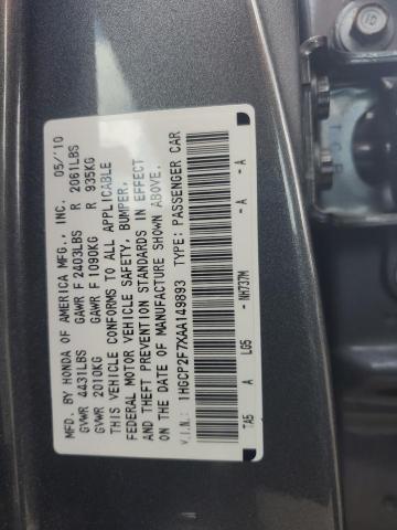 2010 Honda Accord Ex VIN: 1HGCP2F7XAA149893 Lot: 58087904