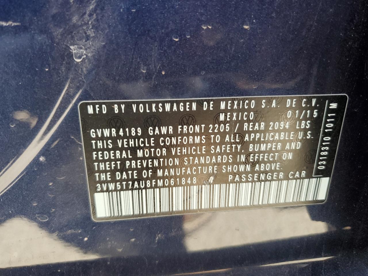 3VW5T7AU8FM061848 2015 Volkswagen Gti