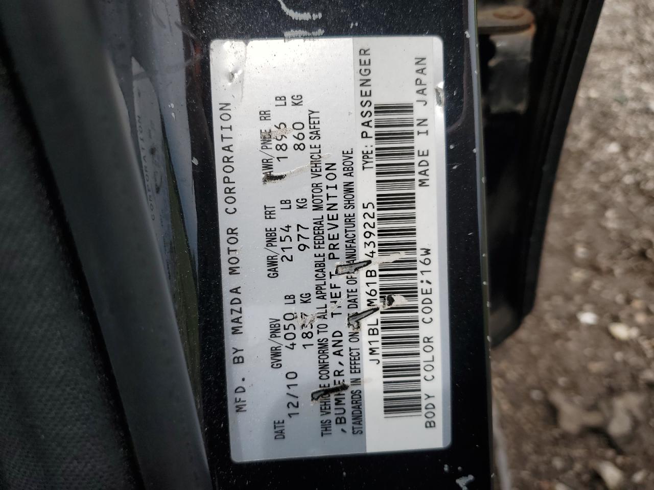 JM1BL1M61B1439225 2011 Mazda 3 S