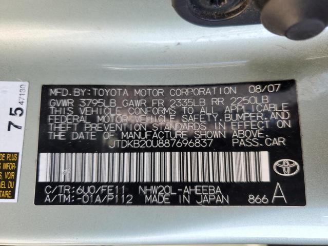 2008 Toyota Prius VIN: JTDKB20U887696837 Lot: 58312414