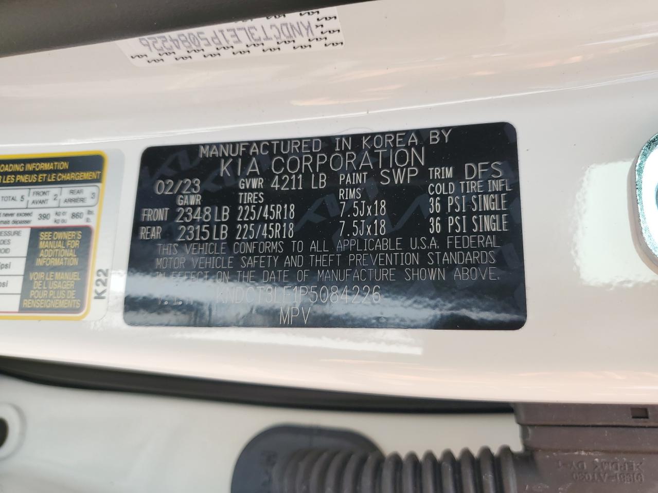 KNDCT3LE1P5084226 2023 Kia Niro Sx