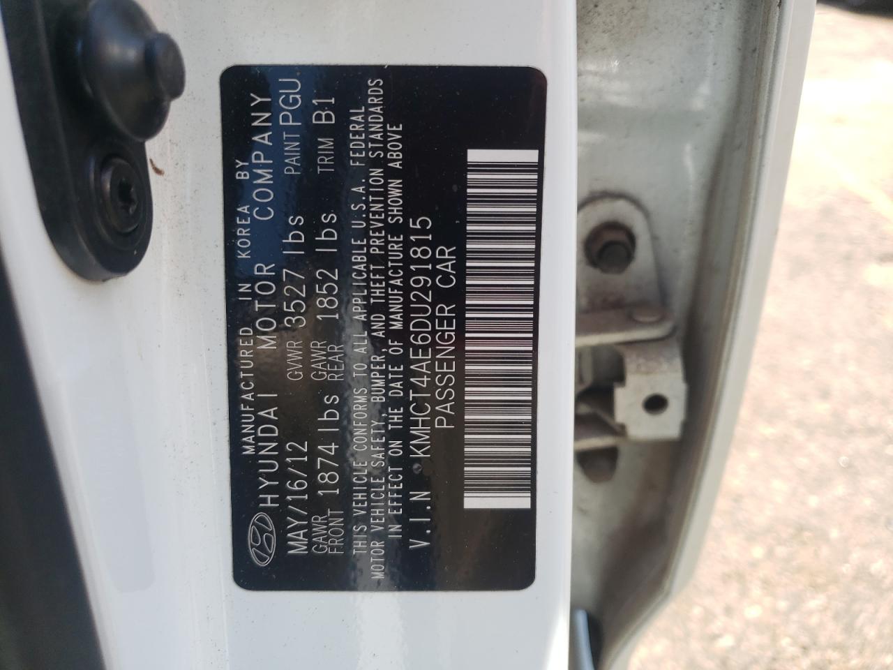 KMHCT4AE6DU291815 2013 Hyundai Accent Gls