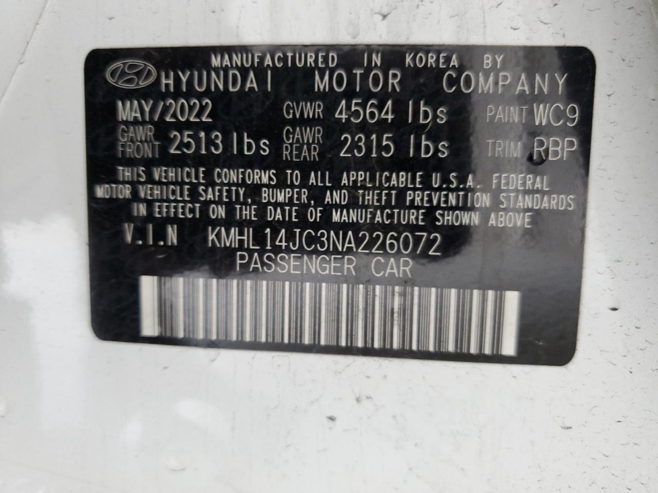 KMHL14JC3NA226072 2022 Hyundai Sonata N Line