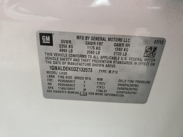 2013 Chevrolet Equinox Lt VIN: 1GNALDEK6DZ132573 Lot: 61261264