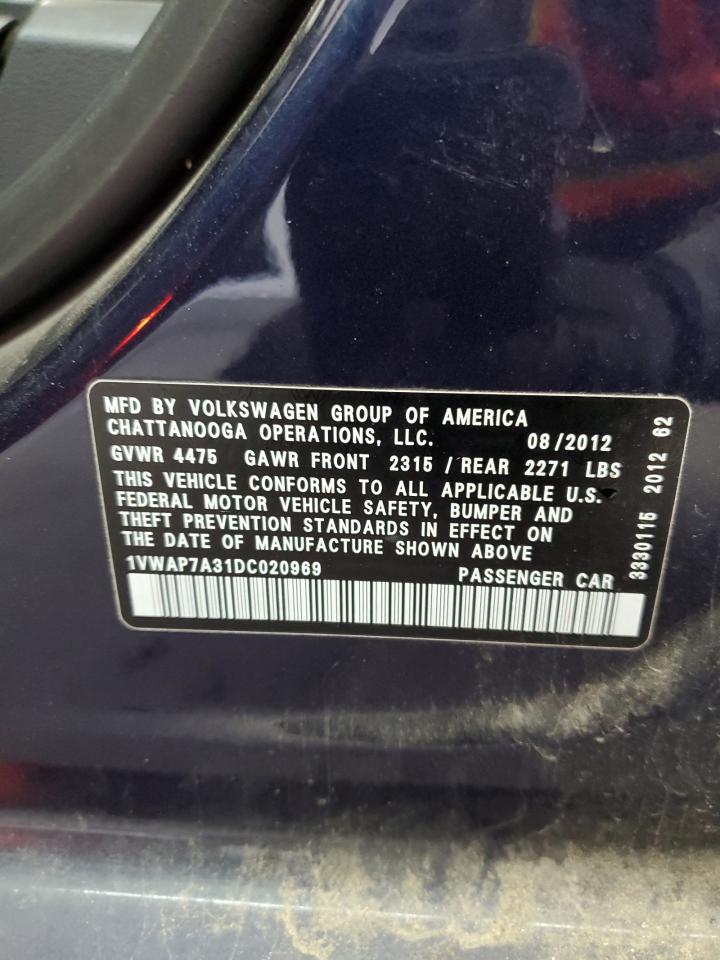 1VWAP7A31DC020969 2013 Volkswagen Passat S