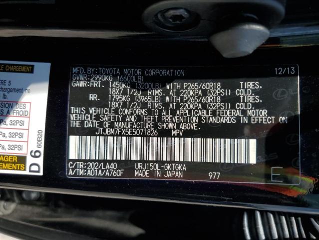 2014 Lexus Gx 460 VIN: JTJBM7FX5E5071826 Lot: 59322944