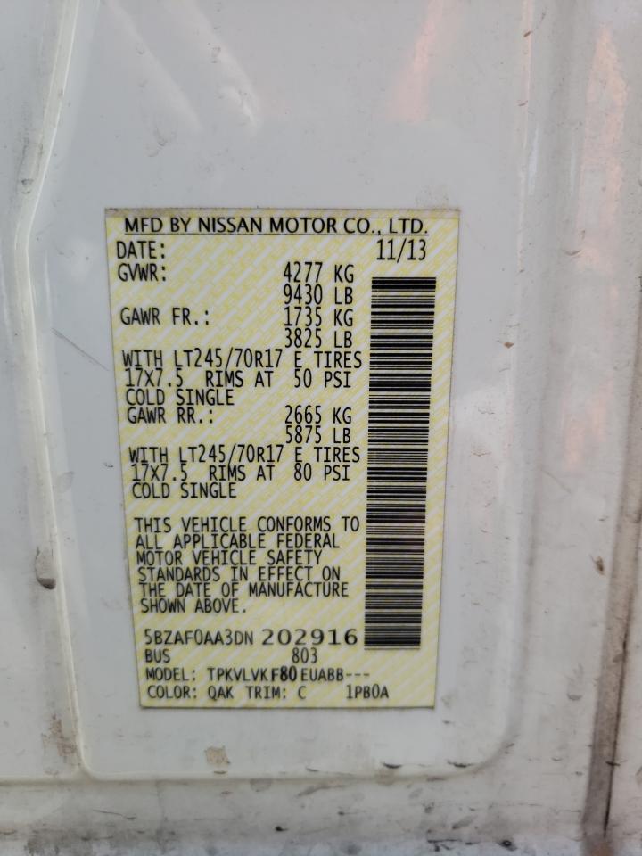 5BZAF0AA3DN202916 2013 Nissan Nv 3500 S