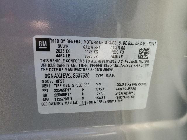2018 CHEVROLET EQUINOX LT - 3GNAXJEV9JS537526