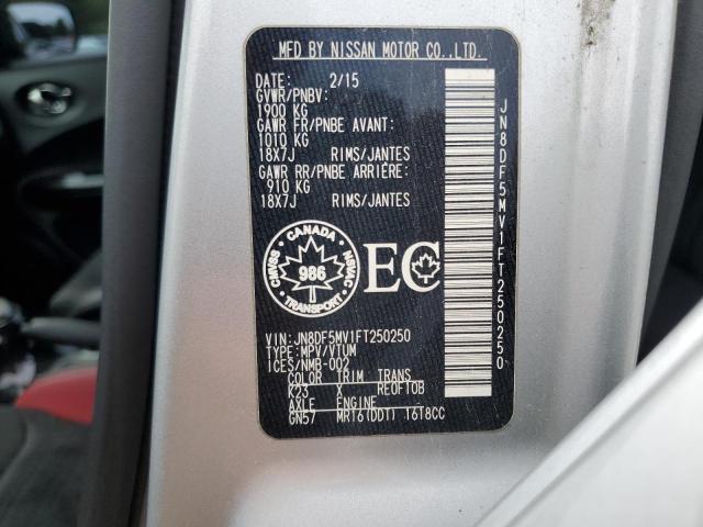 2015 Nissan Juke Nismo Rs VIN: JN8DF5MV1FT250250 Lot: 59421594