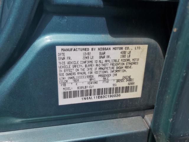 2003 Nissan Altima Base VIN: 1N4AL11E83C190036 Lot: 60161964