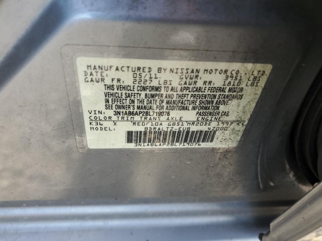 3N1AB6AP2BL719076 2011 Nissan Sentra 2.0