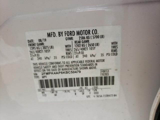 2019 Ford Edge St VIN: 2FMPK4AP8KBC50479 Lot: 57759584