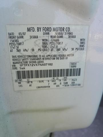 2007 Ford F150 VIN: 1FTPX12VX7NA57182 Lot: 59924364