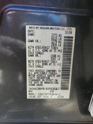 2009 Nissan Pathfinder S VIN: 5N1AR18B49C606897 Lot: 60090344