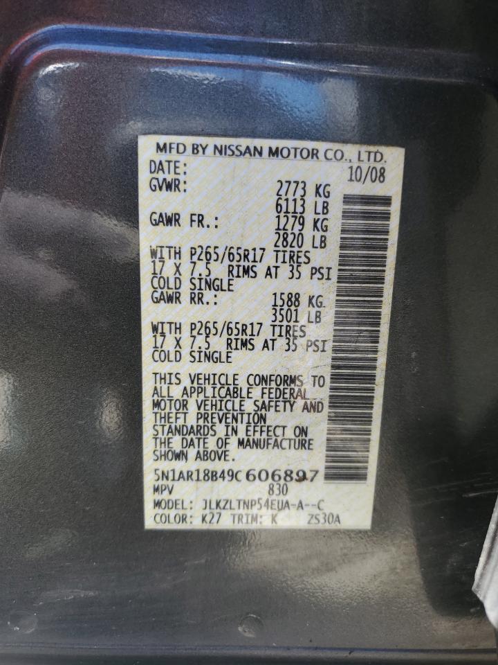 5N1AR18B49C606897 2009 Nissan Pathfinder S
