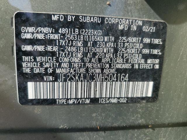 2021 Subaru Forester Premium VIN: JF2SKAJC3MH504164 Lot: 58865504