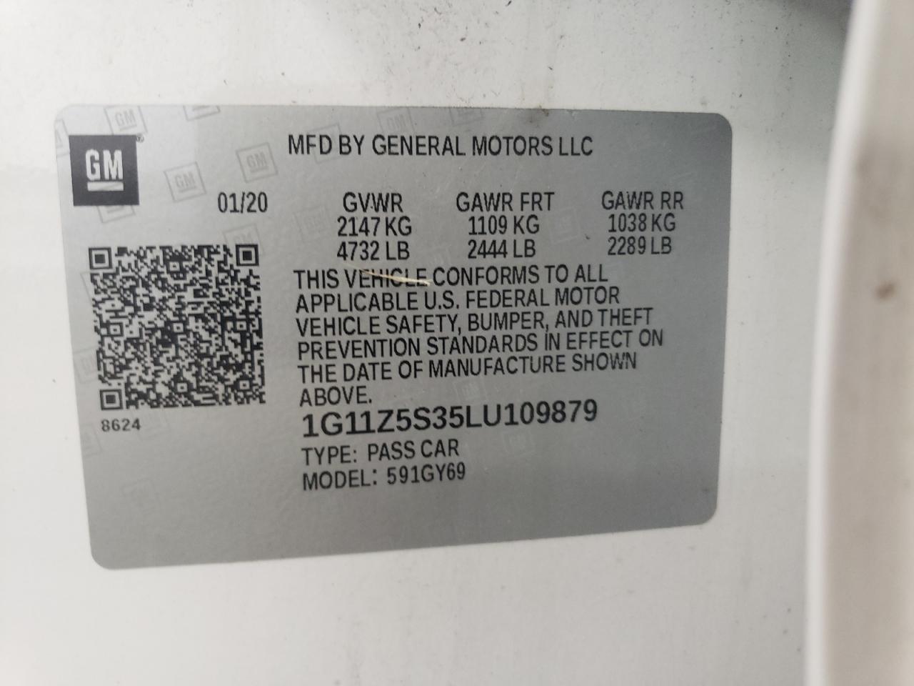 1G11Z5S35LU109879 CHEVROLET IMPALA 2020