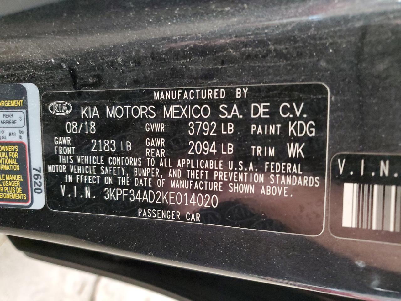 3KPF34AD2KE014020 2019 Kia Forte Gt Line