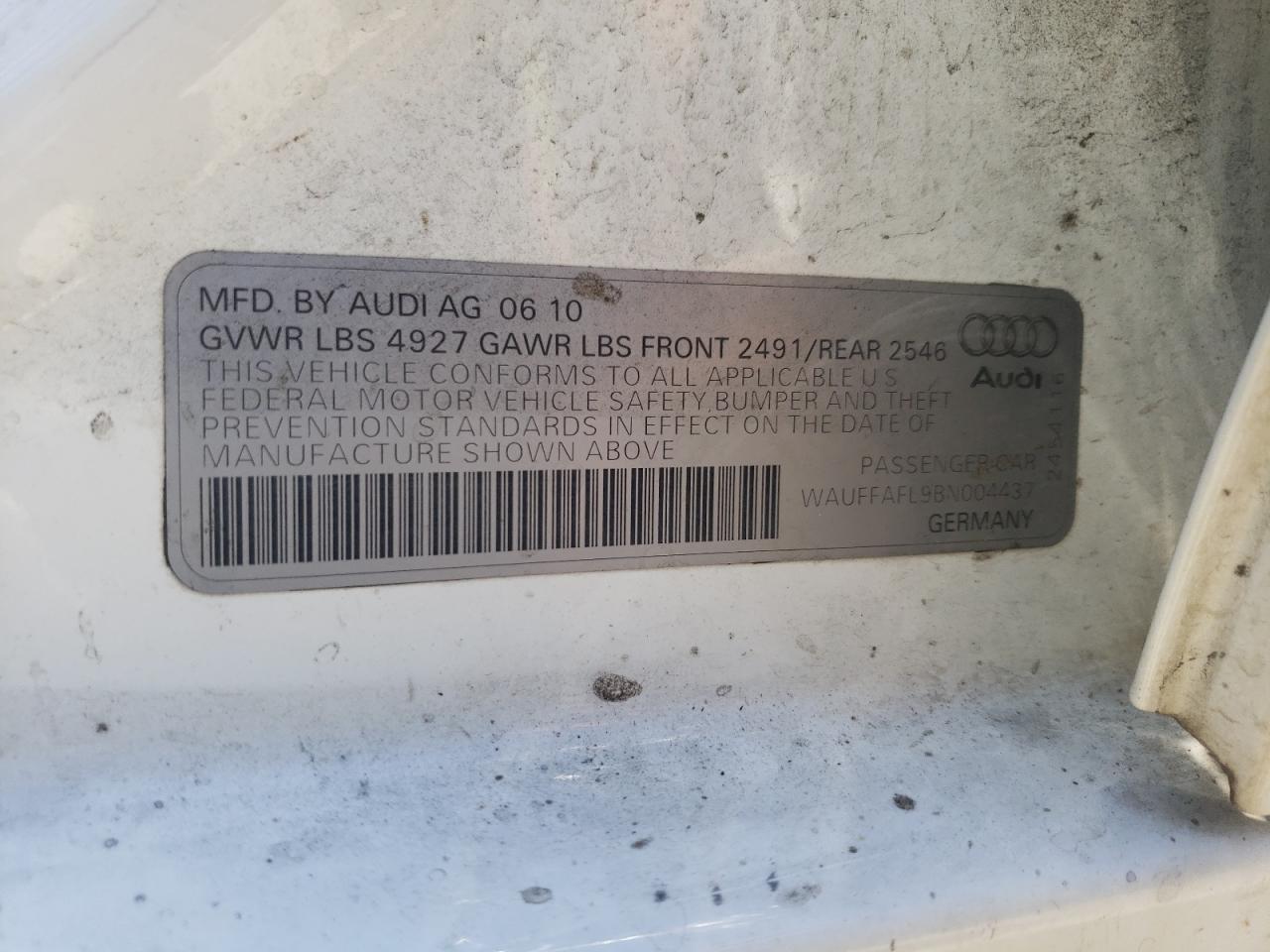 WAUFFAFL9BN004437 2011 Audi A4 Premium Plus