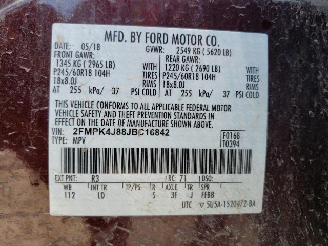 2018 FORD EDGE SEL - 2FMPK4J88JBC16842