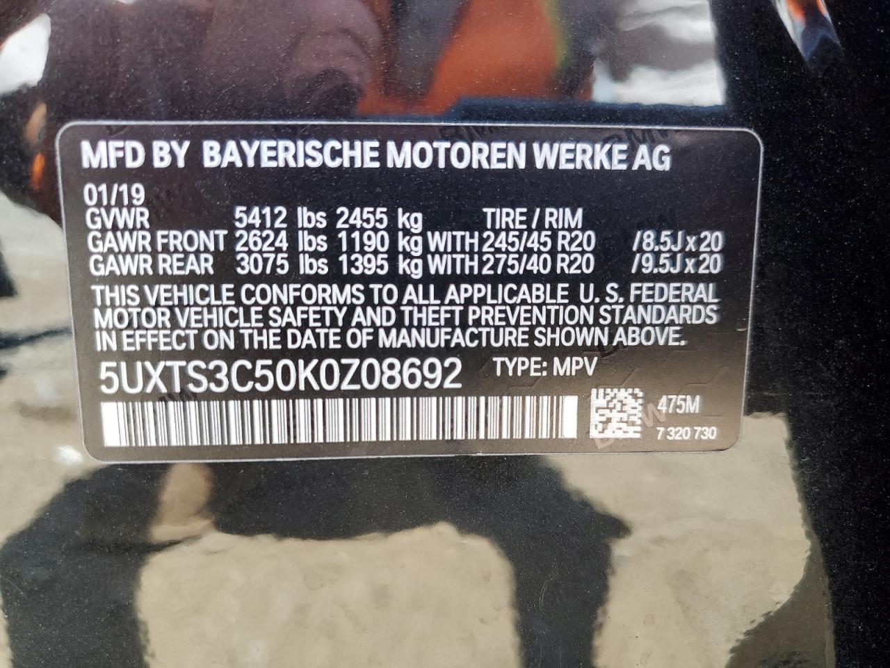 5UXTS3C50K0Z08692 2019 BMW X3 xDrivem40I