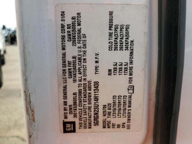 2004 Hummer H2 VIN: 5GRGN23U14H113438 Lot: 59501414