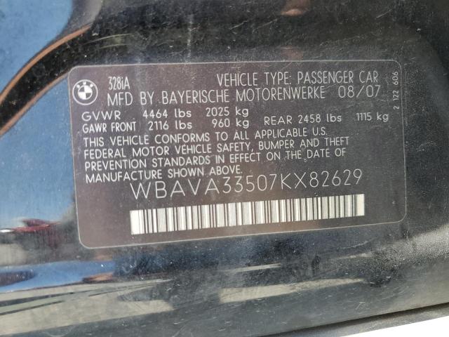 2007 BMW 328 I VIN: WBAVA33507KX82629 Lot: 61165574