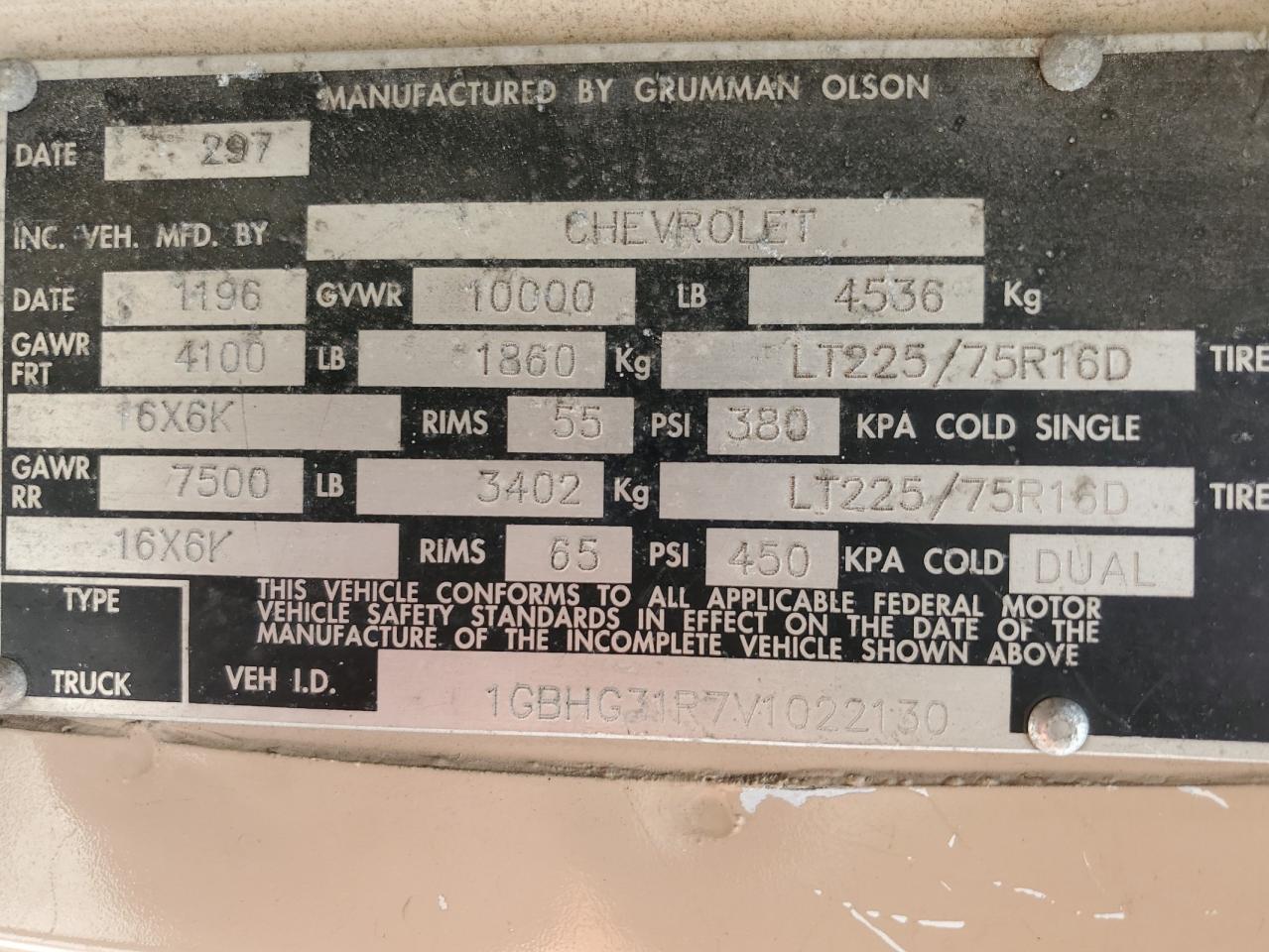 1GBHG31R7V1022130 1997 Chevrolet Express G3500