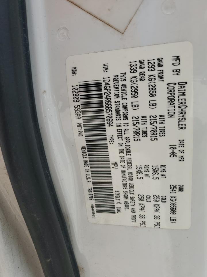 1D4GP24R66B570664 2006 Dodge Grand Caravan Se