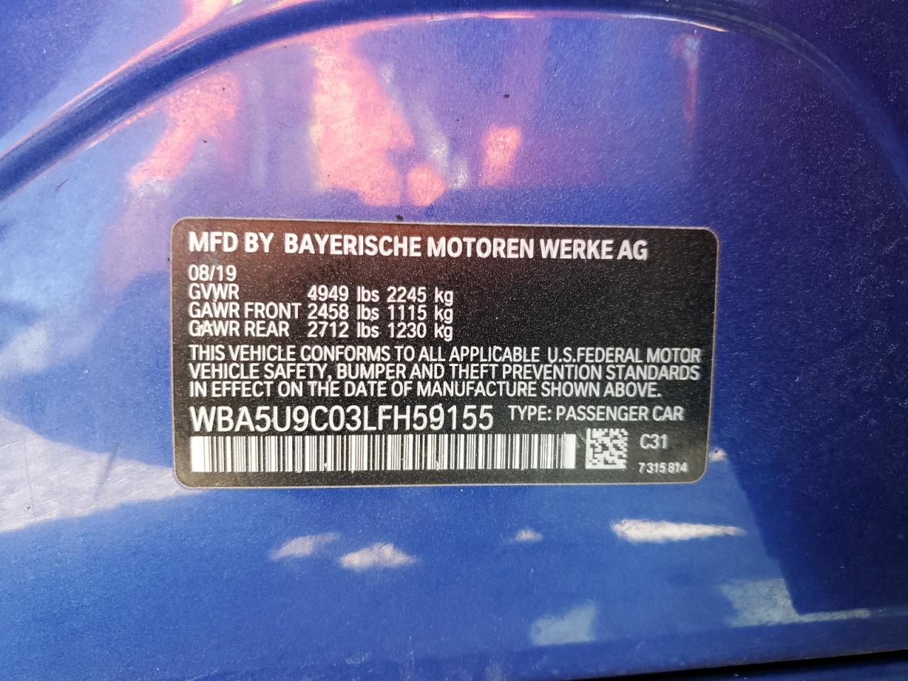 WBA5U9C03LFH59155 2020 BMW M340Xi