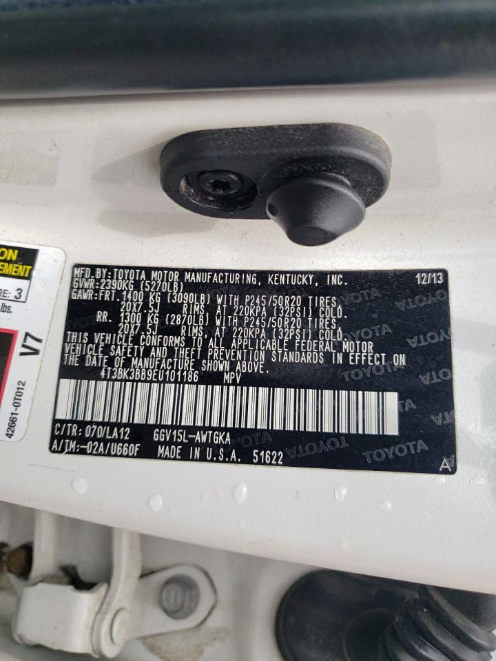 4T3BK3BB9EU101186 2014 Toyota Venza Le