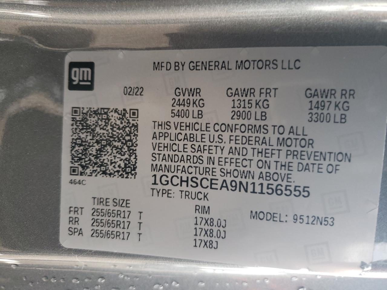 1GCHSCEA9N1156555 2022 Chevrolet Colorado Lt