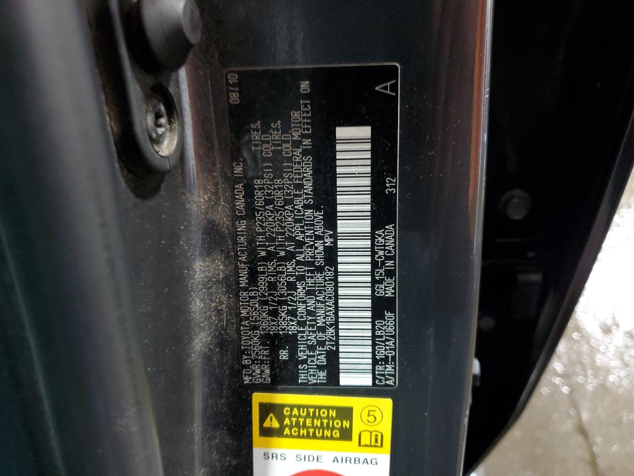 2T2BK1BAXAC080182 2010 Lexus Rx 350