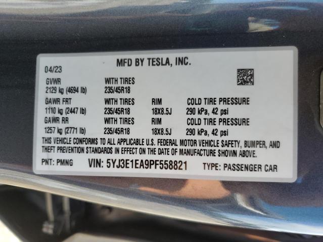 2023 Tesla Model 3 VIN: 5YJ3E1EA9PF558821 Lot: 60203364