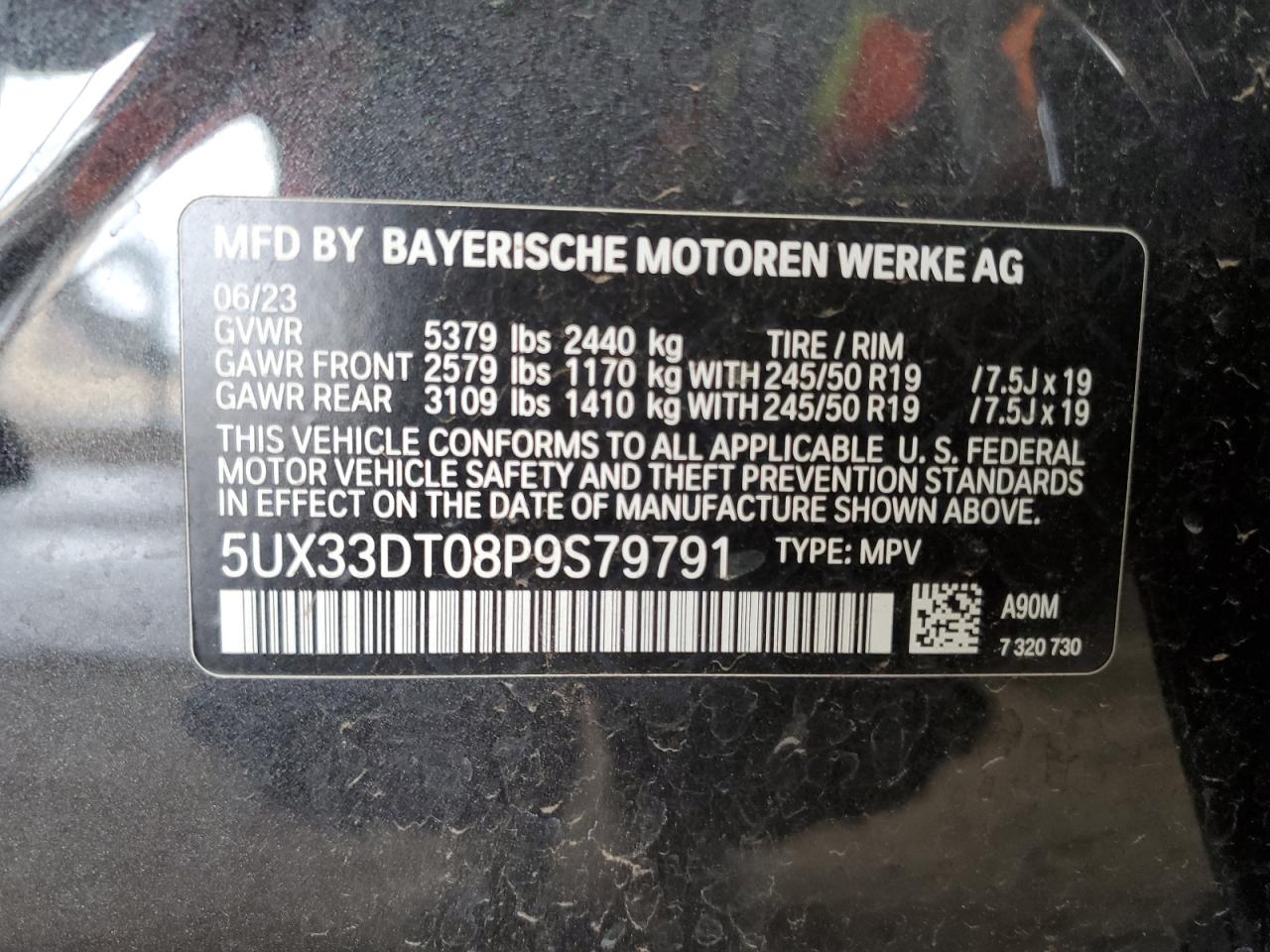 5UX33DT08P9S79791 2023 BMW X4 xDrive30I