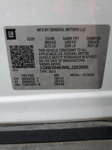 2020 Chevrolet Traverse Lt VIN: 1GNERHKW6LJ203895 Lot: 57818274