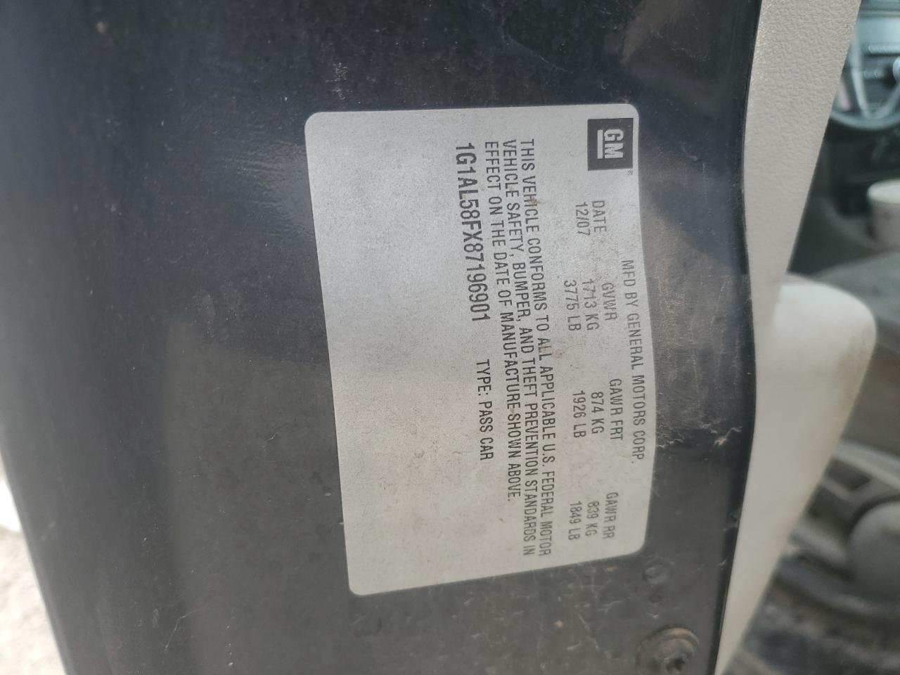 1G1AL58FX87196901 2008 Chevrolet Cobalt Lt