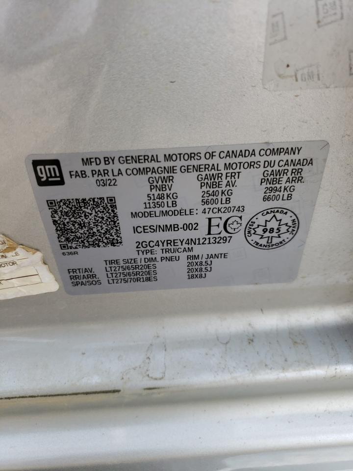 2GC4YREY4N1213297 2022 Chevrolet Silverado K2500 High Country