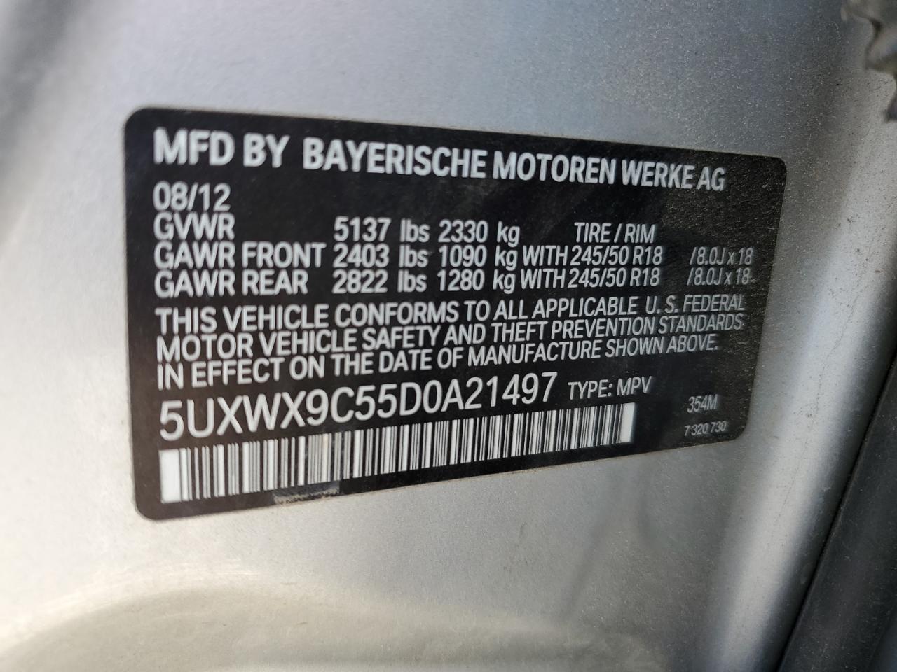 5UXWX9C55D0A21497 2013 BMW X3 xDrive28I
