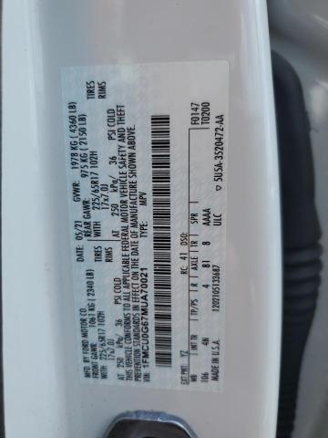 2021 Ford Escape Se VIN: 1FMCU0G67MUA70021 Lot: 59750644