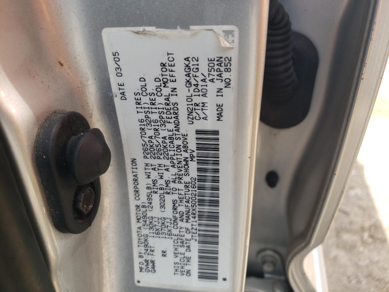 JTEZT14RX50021602 2005 Toyota 4Runner Sr5