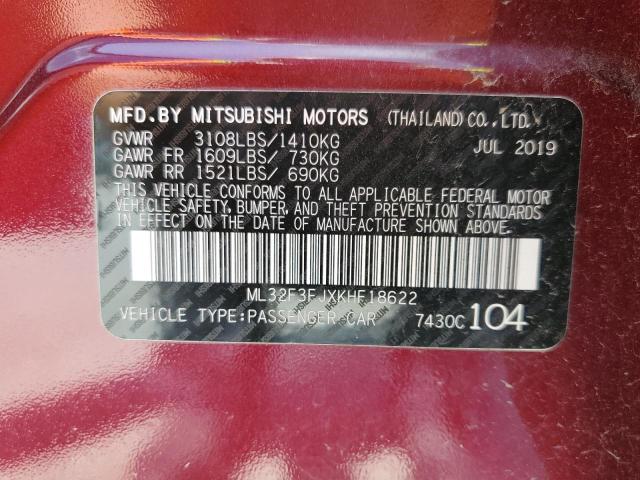 2019 Mitsubishi Mirage G4 Es VIN: ML32F3FJXKHF18622 Lot: 58104434