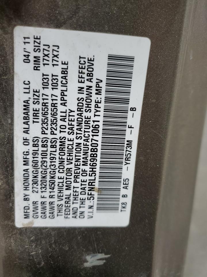 5FNRL5H69BB071061 2011 Honda Odyssey Exl