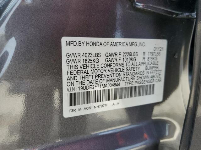 2021 Acura Ilx Premium VIN: 19UDE2F71MA004644 Lot: 58794204